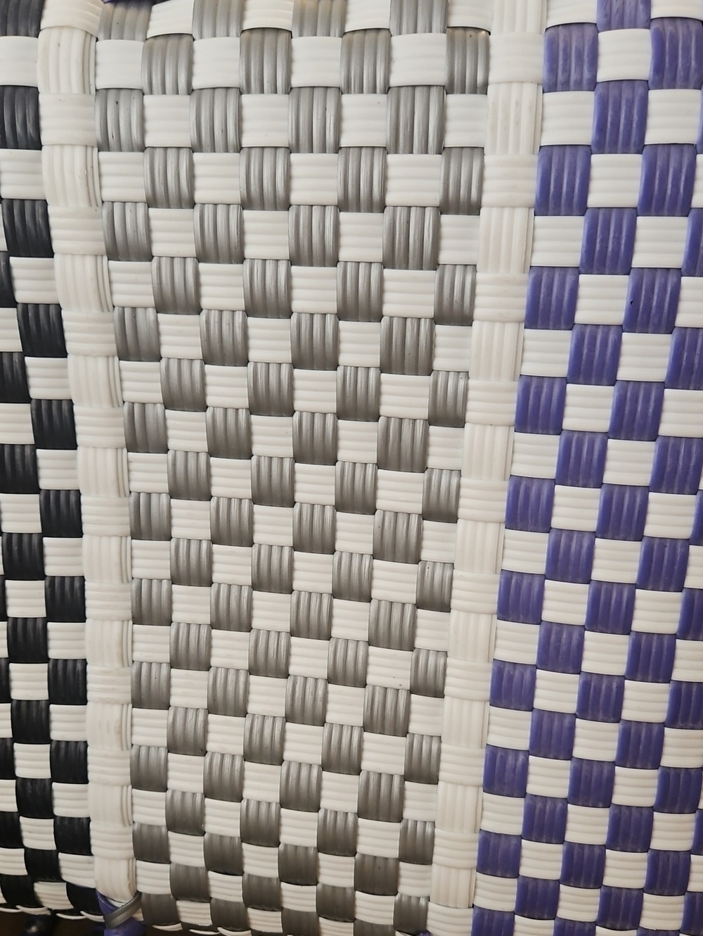 Woven Checker Tote Bag in Blue, Gray & Black - Picture 11 of 16